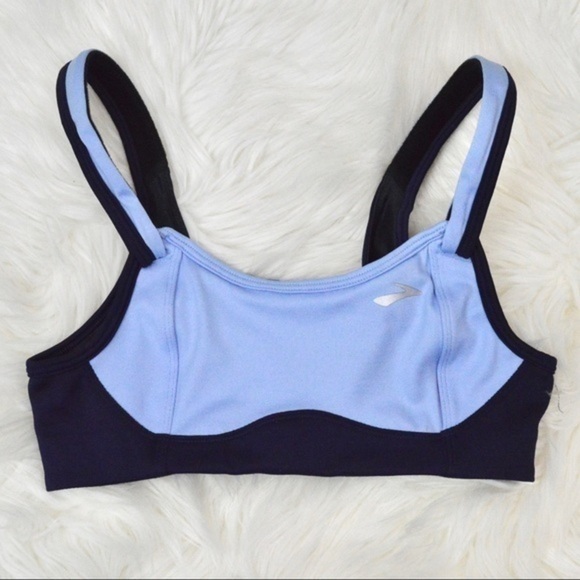 30B Brooks Fiona Medium Impact Sports Bra, Seaglass & Navy Color - Picture 1 of 9